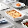 imageMALACASA 44 Quart Baking Dish With Lid Porcelain Casserole dish with Lid 13 x 9 Lasagna Pan Deep with Lid Rectangular Bakeware With Handle Microwave Oven Safe White Series BAKE44 QT  White