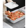 imageMALACASA 44 Quart Baking Dish With Lid Porcelain Casserole dish with Lid 13 x 9 Lasagna Pan Deep with Lid Rectangular Bakeware With Handle Microwave Oven Safe White Series BAKE34 QT  Marble Grey