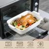 imageMALACASA 44 Quart Baking Dish With Lid Porcelain Casserole dish with Lid 13 x 9 Lasagna Pan Deep with Lid Rectangular Bakeware With Handle Microwave Oven Safe White Series BAKE34 QT  White