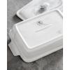 imageMALACASA 44 Quart Baking Dish With Lid Porcelain Casserole dish with Lid 13 x 9 Lasagna Pan Deep with Lid Rectangular Bakeware With Handle Microwave Oven Safe White Series BAKE34 QT  Marble Grey