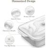 imageMALACASA 44 Quart Baking Dish With Lid Porcelain Casserole dish with Lid 13 x 9 Lasagna Pan Deep with Lid Rectangular Bakeware With Handle Microwave Oven Safe White Series BAKE34 QT  Marble Grey