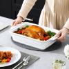 imageMALACASA 44 Quart Baking Dish With Lid Porcelain Casserole dish with Lid 13 x 9 Lasagna Pan Deep with Lid Rectangular Bakeware With Handle Microwave Oven Safe White Series BAKE44 QT  White