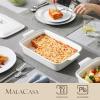 imageMALACASA 44 Quart Baking Dish With Lid Porcelain Casserole dish with Lid 13 x 9 Lasagna Pan Deep with Lid Rectangular Bakeware With Handle Microwave Oven Safe White Series BAKE34 QT  White