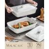 imageMALACASA 44 Quart Baking Dish With Lid Porcelain Casserole dish with Lid 13 x 9 Lasagna Pan Deep with Lid Rectangular Bakeware With Handle Microwave Oven Safe White Series BAKE44 QT  Marble Grey