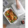imageMALACASA 44 Quart Baking Dish With Lid Porcelain Casserole dish with Lid 13 x 9 Lasagna Pan Deep with Lid Rectangular Bakeware With Handle Microwave Oven Safe White Series BAKE34 QT  Marble Grey