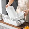 imageMALACASA Bakeware Set of 4 Porcelain Baking Pans Set for Oven Casserole Dish Ceramic Rectangular Baking Dish Lasagna Pans for Cooking Cake Kitchen Green 94quot111quot122quot147quot Series BAKEBAKEWhite