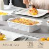 imageMALACASA Bakeware Set of 4 Porcelain Baking Pans Set for Oven Casserole Dish Ceramic Rectangular Baking Dish Lasagna Pans for Cooking Cake Kitchen Green 94quot111quot122quot147quot Series BAKEBAKEWhite