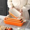 imageMALACASA Bakeware Set of 4 Porcelain Baking Pans Set for Oven Casserole Dish Ceramic Rectangular Baking Dish Lasagna Pans for Cooking Cake Kitchen Green 94quot111quot122quot147quot Series BAKEBAKEOrange