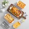 imageMALACASA Bakeware Set of 4 Porcelain Baking Pans Set for Oven Casserole Dish Ceramic Rectangular Baking Dish Lasagna Pans for Cooking Cake Kitchen Green 94quot111quot122quot147quot Series BAKEBAKERed