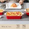 imageMALACASA Bakeware Set of 4 Porcelain Baking Pans Set for Oven Casserole Dish Ceramic Rectangular Baking Dish Lasagna Pans for Cooking Cake Kitchen Green 94quot111quot122quot147quot Series BAKEBAKERed