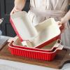 imageMALACASA Bakeware Set of 4 Porcelain Baking Pans Set for Oven Casserole Dish Ceramic Rectangular Baking Dish Lasagna Pans for Cooking Cake Kitchen Green 94quot111quot122quot147quot Series BAKEBAKERed