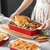 imageMALACASA Bakeware Set of 4 Porcelain Baking Pans Set for Oven Casserole Dish Ceramic Rectangular Baking Dish Lasagna Pans for Cooking Cake Kitchen Green 94quot111quot122quot147quot Series BAKEBAKERed