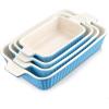 imageMALACASA Bakeware Set of 4 Porcelain Baking Pans Set for Oven Casserole Dish Ceramic Rectangular Baking Dish Lasagna Pans for Cooking Cake Kitchen Green 94quot111quot122quot147quot Series BAKEBAKEBlue