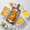 imageMALACASA Bakeware Set of 4 Porcelain Baking Pans Set for Oven Casserole Dish Ceramic Rectangular Baking Dish Lasagna Pans for Cooking Cake Kitchen Green 94quot111quot122quot147quot Series BAKEBAKEWhite
