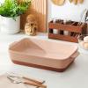 imageMALACASA Baking Dish 48 Qt Ceramic Casserole ampamp Lasagna Pan 9x13 Inch Deep Rectangular Oven Safe Dish with Handles for Baking Roasting Serving Khaki ampamp White  Series TaraPink and Khaki