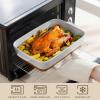imageMALACASA Baking Dish 48 Qt Ceramic Casserole ampamp Lasagna Pan 9x13 Inch Deep Rectangular Oven Safe Dish with Handles for Baking Roasting Serving Khaki ampamp White  Series TaraGray and Khaki
