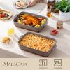 imageMALACASA Baking Dish 48 Qt Ceramic Casserole ampamp Lasagna Pan 9x13 Inch Deep Rectangular Oven Safe Dish with Handles for Baking Roasting Serving Khaki ampamp White  Series TaraBrown and Khaki