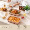 imageMALACASA Baking Dish 48 Qt Ceramic Casserole ampamp Lasagna Pan 9x13 Inch Deep Rectangular Oven Safe Dish with Handles for Baking Roasting Serving Khaki ampamp White  Series TaraPink and Khaki