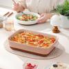imageMALACASA Baking Dish 48 Qt Ceramic Casserole ampamp Lasagna Pan 9x13 Inch Deep Rectangular Oven Safe Dish with Handles for Baking Roasting Serving Khaki ampamp White  Series TaraPink and Khaki