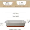 imageMALACASA Baking Dish 48 Qt Ceramic Casserole ampamp Lasagna Pan 9x13 Inch Deep Rectangular Oven Safe Dish with Handles for Baking Roasting Serving Khaki ampamp White  Series TaraGray and Khaki
