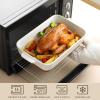 imageMALACASA Baking Dish 48 Qt Ceramic Casserole ampamp Lasagna Pan 9x13 Inch Deep Rectangular Oven Safe Dish with Handles for Baking Roasting Serving Khaki ampamp White  Series TaraWhite with Rack