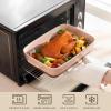 imageMALACASA Baking Dish 48 Qt Ceramic Casserole ampamp Lasagna Pan 9x13 Inch Deep Rectangular Oven Safe Dish with Handles for Baking Roasting Serving Khaki ampamp White  Series TaraPink and Khaki