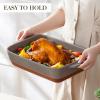 imageMALACASA Baking Dish 48 Qt Ceramic Casserole ampamp Lasagna Pan 9x13 Inch Deep Rectangular Oven Safe Dish with Handles for Baking Roasting Serving Khaki ampamp White  Series TaraBrown and Khaki