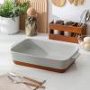 imageMALACASA Baking Dish 48 Qt Ceramic Casserole ampamp Lasagna Pan 9x13 Inch Deep Rectangular Oven Safe Dish with Handles for Baking Roasting Serving Khaki ampamp White  Series TaraGray and Khaki