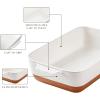 imageMALACASA Baking Dish 48 Qt Ceramic Casserole ampamp Lasagna Pan 9x13 Inch Deep Rectangular Oven Safe Dish with Handles for Baking Roasting Serving Khaki ampamp White  Series TaraKhaki White