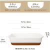 imageMALACASA Baking Dish 48 Qt Ceramic Casserole ampamp Lasagna Pan 9x13 Inch Deep Rectangular Oven Safe Dish with Handles for Baking Roasting Serving Khaki ampamp White  Series TaraKhaki White