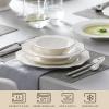 imageMALACASA Bone China Dinnerware Set 16 Pieces CreamWhite Plates and Bowls Sets with Gold Rim Serving Plates and Small Bowls for Dessert Salad Soup Pasta Cereal Scratch Resistant Series LOTUS