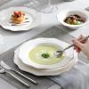 imageMALACASA Bone China Dinnerware Set 16 Pieces CreamWhite Plates and Bowls Sets with Gold Rim Serving Plates and Small Bowls for Dessert Salad Soup Pasta Cereal Scratch Resistant Series LOTUS