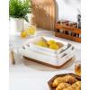 imageMALACASA Casserole Dishes for Oven Ceramic Baking Dishes Set of 3 Baking Pan Casserole Dish Set Rectangular Lasagna Pan Deep with Handles for Baking Khaki White 14513105 Series TARAWithout Racks