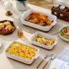 imageMALACASA Casserole Dishes for Oven Ceramic Baking Dishes Set of 3 Baking Pan Casserole Dish Set Rectangular Lasagna Pan Deep with Handles for Baking Khaki White 14513105 Series TARAWith Racks