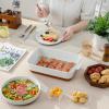 imageMALACASA Casserole Dishes for Oven Ceramic Baking Dishes Set of 3 Baking Pan Casserole Dish Set Rectangular Lasagna Pan Deep with Handles for Baking Khaki White 14513105 Series TARAWith Racks
