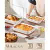 imageMALACASA Casserole Dishes for Oven Ceramic Baking Dishes Set of 3 Baking Pan Casserole Dish Set Rectangular Lasagna Pan Deep with Handles for Baking Khaki White 14513105 Series TARAWithout Racks