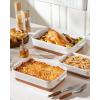 imageMALACASA Casserole Dishes for Oven Ceramic Baking Dishes Set of 3 Baking Pan Casserole Dish Set Rectangular Lasagna Pan Deep with Handles for Baking Khaki White 14513105 Series TARAWithout Racks