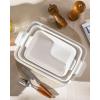 imageMALACASA Casserole Dishes for Oven Ceramic Baking Dishes Set of 3 Baking Pan Casserole Dish Set Rectangular Lasagna Pan Deep with Handles for Baking Khaki White 14513105 Series TARAWithout Racks