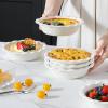 imageMALACASA Ceramic Mini Pie Pans Set of 6 6 Inch Pie Plates for Baking with Ruffled Edge Small Quiche Baking Dish Pans Tart Pans Individual Pot Pie Plates Microwave ampamp Oven Safe Khaki WhiteWhite