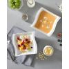 imageMALACASA Cereal Bowls Set of 4 30 OZ Ivory White Square Bowls for Kitchen Ceramic Soup Bowls Cereal Bowls Serving Bowls Set for Dessert Oatmeal Cereal Microwave ampamp Dishwasher Safe Series Flora