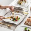 imageMALACASA Dinner Plates Set of 6 1025 Marble Grey Square Plates Set Large Porcelain Serving Dishes Dinner Plate Set for Salad Pasta and Dessert Series Elvira