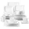 imageMALACASA Dinnerware Sets 30Piece Pink Plates and Bowls Sets for 6 Porcelain Dinnerware Set with Plates and Bowls Cups and Sacuers Square Dish Set Modern Dining Ware Set Series FloraIvory White