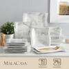 imageMALACASA Dinnerware Sets 30Piece Pink Plates and Bowls Sets for 6 Porcelain Dinnerware Set with Plates and Bowls Cups and Sacuers Square Dish Set Modern Dining Ware Set Series FloraMarble Grey
