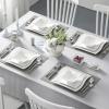 imageMALACASA Dinnerware Sets 30Piece Pink Plates and Bowls Sets for 6 Porcelain Dinnerware Set with Plates and Bowls Cups and Sacuers Square Dish Set Modern Dining Ware Set Series FloraIvory White