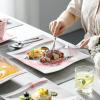 imageMALACASA Dinnerware Sets 30Piece Pink Plates and Bowls Sets for 6 Porcelain Dinnerware Set with Plates and Bowls Cups and Sacuers Square Dish Set Modern Dining Ware Set Series FloraPink