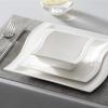 imageMALACASA Dinnerware Sets 30Piece Pink Plates and Bowls Sets for 6 Porcelain Dinnerware Set with Plates and Bowls Cups and Sacuers Square Dish Set Modern Dining Ware Set Series FloraIvory White