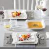imageMALACASA Dinnerware Sets 30Piece Pink Plates and Bowls Sets for 6 Porcelain Dinnerware Set with Plates and Bowls Cups and Sacuers Square Dish Set Modern Dining Ware Set Series FloraIvory White