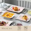imageMALACASA Dinnerware Sets 30Piece Pink Plates and Bowls Sets for 6 Porcelain Dinnerware Set with Plates and Bowls Cups and Sacuers Square Dish Set Modern Dining Ware Set Series FloraPink