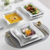 imageMALACASA Dinnerware Sets 30Piece Pink Plates and Bowls Sets for 6 Porcelain Dinnerware Set with Plates and Bowls Cups and Sacuers Square Dish Set Modern Dining Ware Set Series FloraMarble Grey