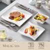 imageMALACASA Dinnerware Sets 30Piece Pink Plates and Bowls Sets for 6 Porcelain Dinnerware Set with Plates and Bowls Cups and Sacuers Square Dish Set Modern Dining Ware Set Series FloraIvory White